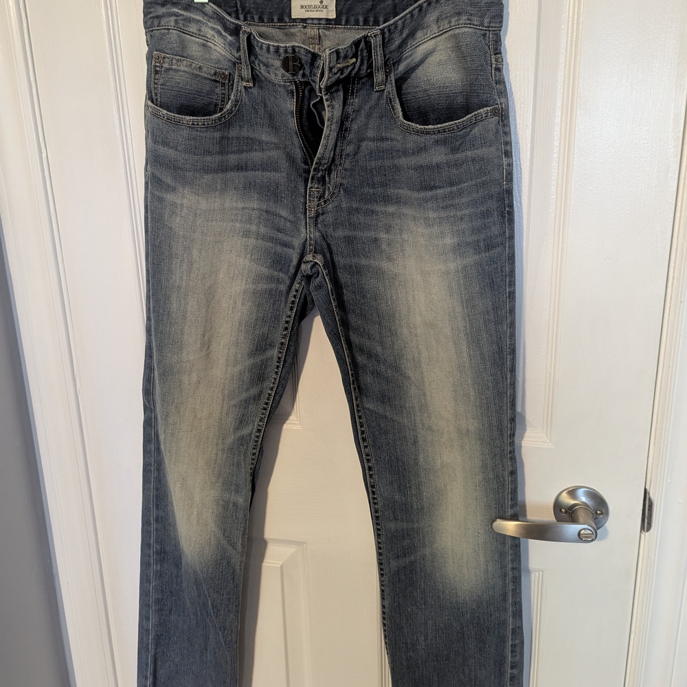 Classic Blue Straight-Leg Jeans with Vintage Fade